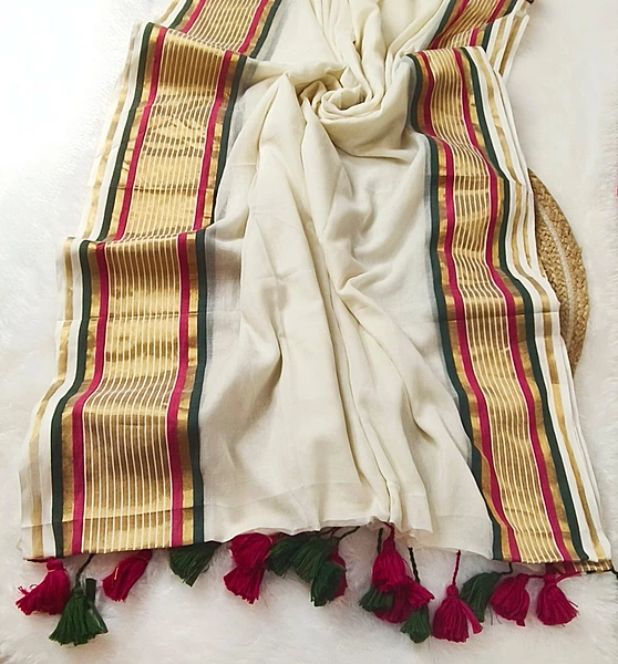 Mulcotton Saree 120 Count- Golden border